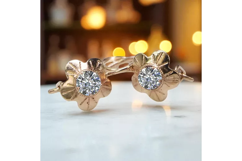 Auskarai Vintažiniai amatai Žirkoniai Originalus 14k rožinio aukso vintage vec028r